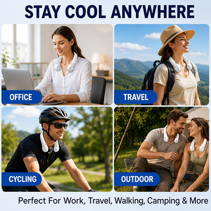 Portable Neck Fan Bladeless Fan, 6000mAh USB Rechargeable, 360° Airflow
