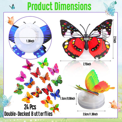 12Pcs LED Butterfly Night Lights 3D Glowing Butterfly Decoration