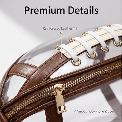 Personalized Crossbody Clear Stadium Bag | Adjustable Strap, Football Lace Accent