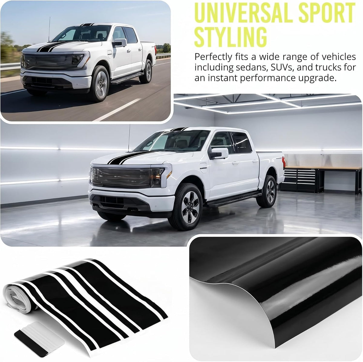 Universal PVC Racing Hood Stripe Vinyl Decals