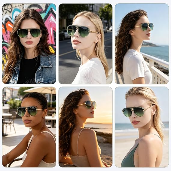 Retro Aviator Sunglasses for Women,Oversized Sun Glasses 2026 Show Style