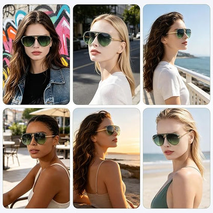 Retro Aviator Sunglasses for Women,Oversized Sun Glasses 2026 Show Style