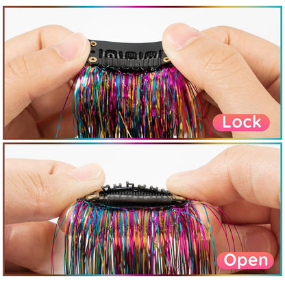 12Pcs Clip In Tinsel Hair Extensions 19.7 Inch Sparking Hairpieces