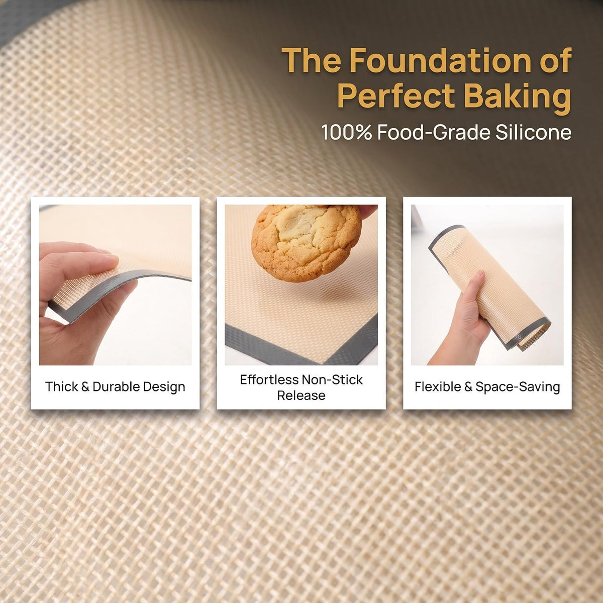 2Pcs Silicone 9.4 × 13.4 inches Bread Loaf Pan Liners Bakeware - Non-Slip, Food-Safe Baking Mats