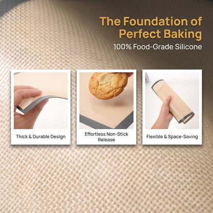 2Pcs Silicone 9.4 × 13.4 inches Bread Loaf Pan Liners Bakeware - Non-Slip, Food-Safe Baking Mats
