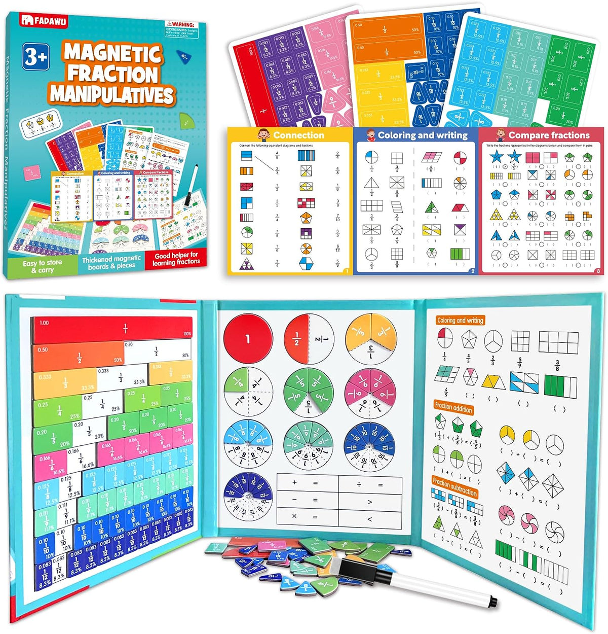 Magnetic Fraction Educational Puzzle, Magnetic Fraction Demonstration Book