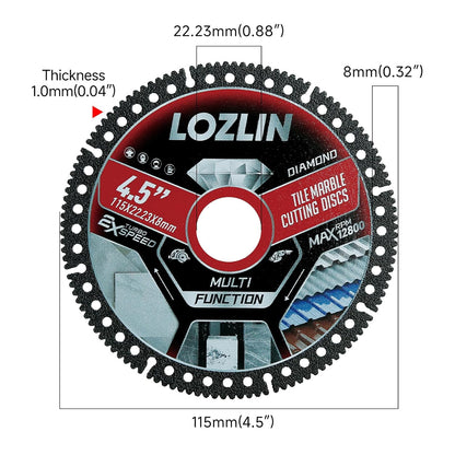 3PCS Diamond Blades 4.5" Diamond Blade for Tile Cutting - No Chipping Ultra-Thin Dry Cut Blade