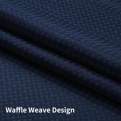 Double-Layer Waffle-Weave Waterproof Shower Curtain with Large Grommets