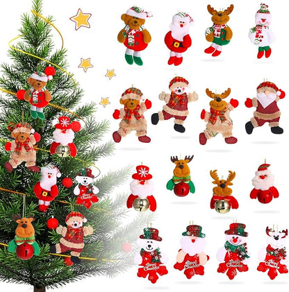 Christmas Tree Plush Ornaments Santa Snowman Bear Decorations Xmas Tree