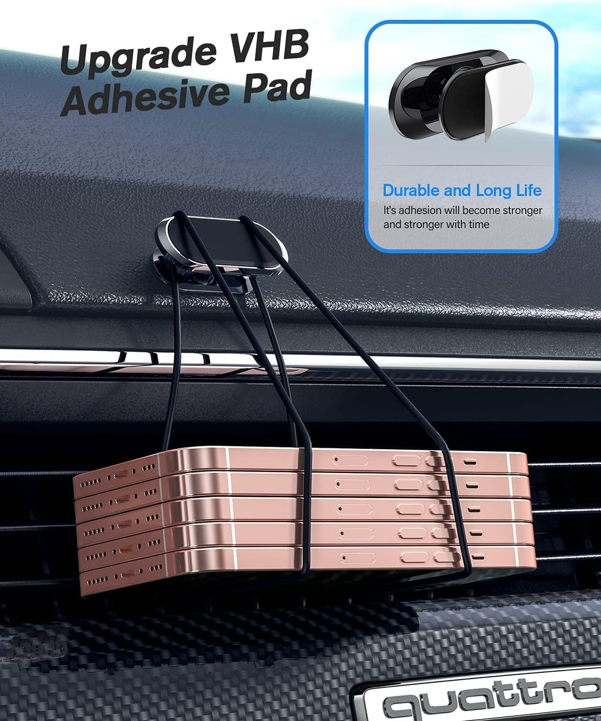 2 Pcs Magnetic Phone Holder for Car -360 Rotation,Compatible with All Cell Phone