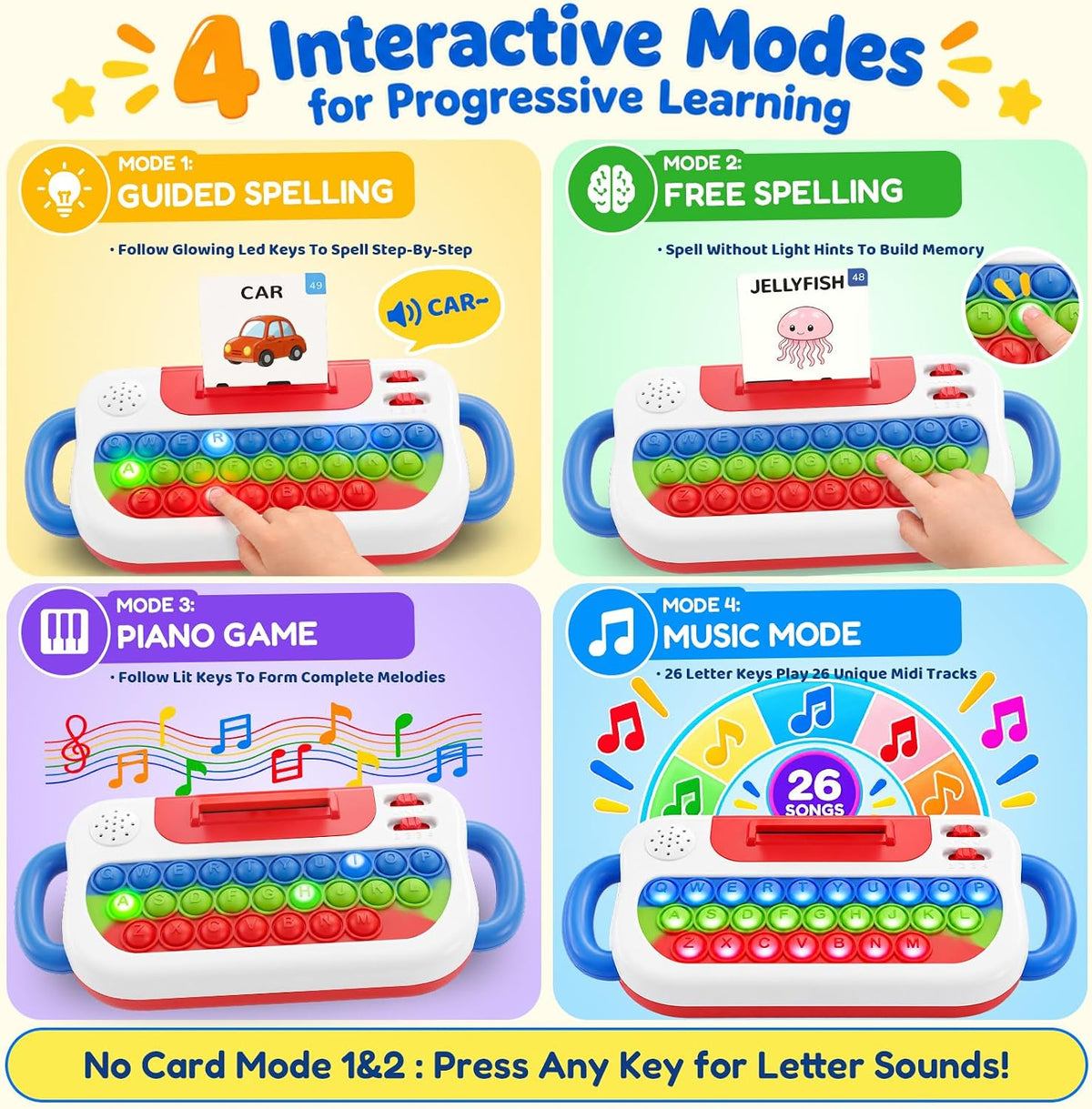 Talking Flash Cards Interactive Educational Toys Keyboard Learning Toy for Kids