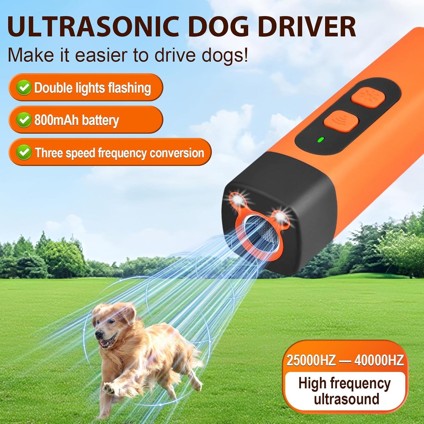 Dog Bark Deterrent Devices, Rechargeable Anti Barking Device for Dogs, 3 Modes & LED Light