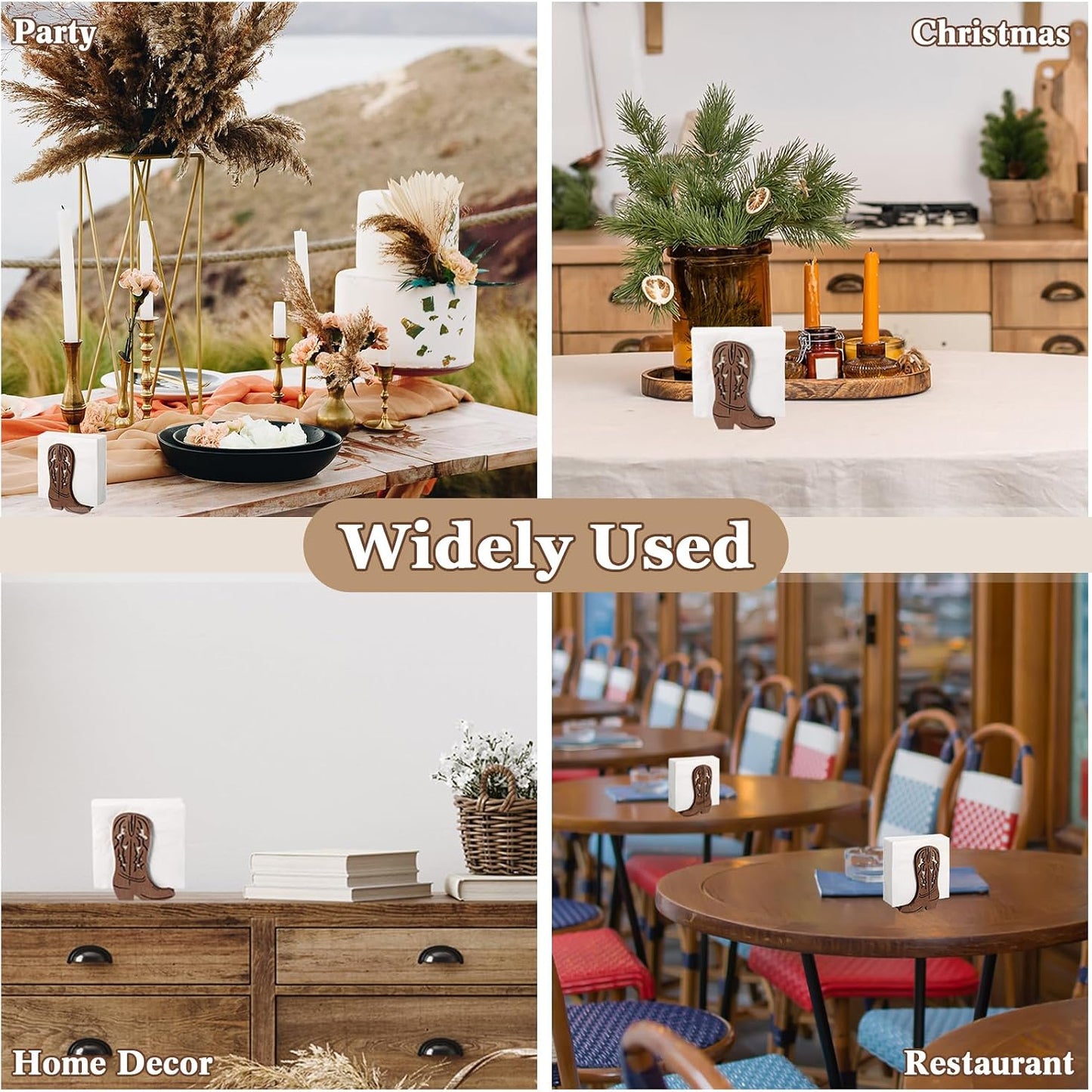 2PCS Western Cowboy Boot Shaped Napkin Holder Table Decor