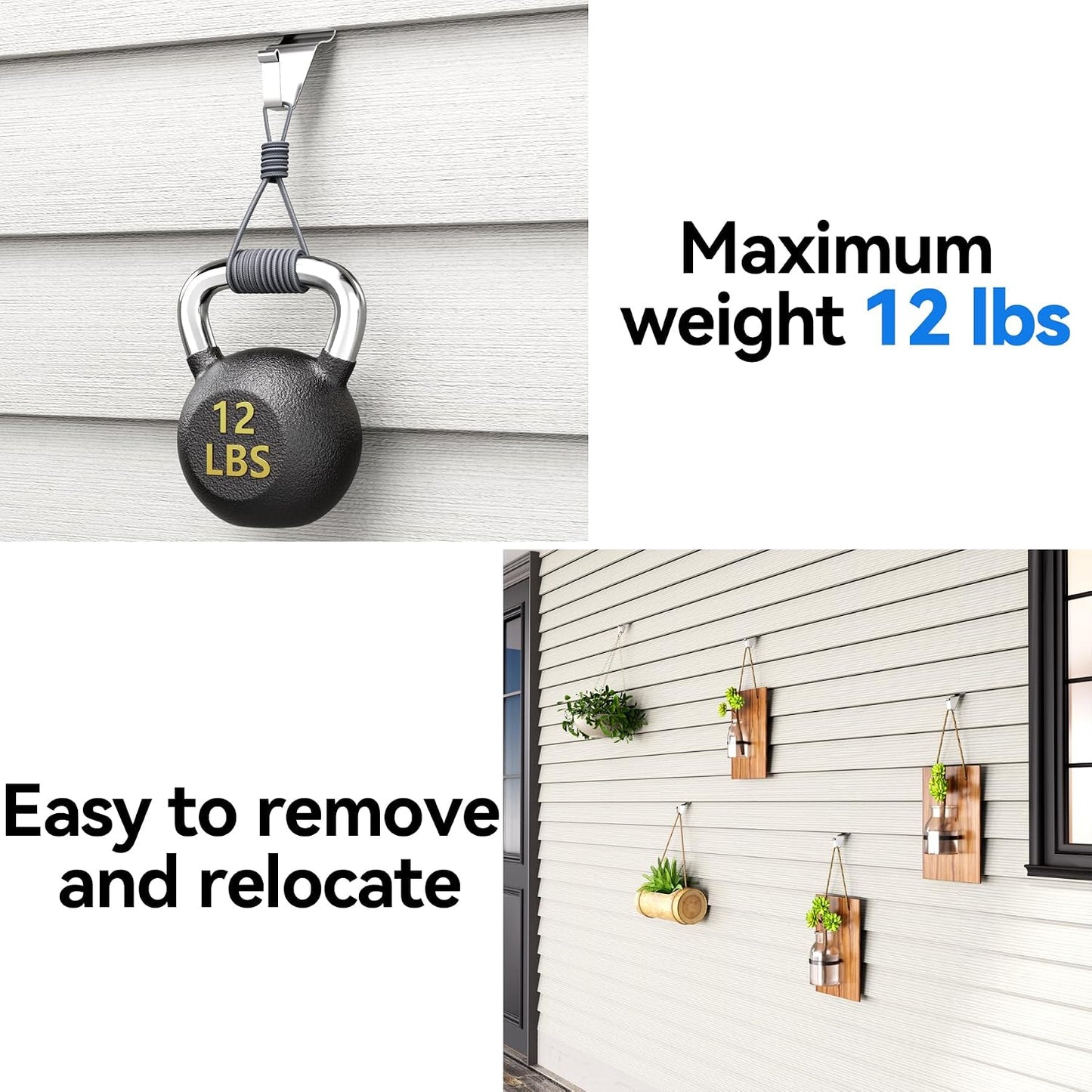 10 Pack Vinyl Siding Hooks Hanger,No Hole Siding Hanging Hanger,Heavy-Duty Stainless Steel