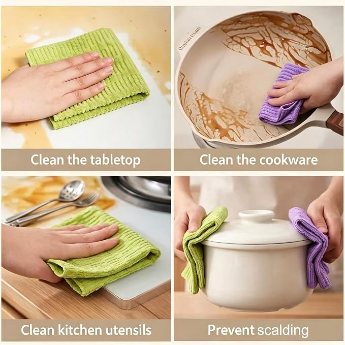 20Pcs 10”*10“ Extra Thick Microfiber Cleaning Cloth Roll, Tear Away Reusable Paper Coral Fleece Towels
