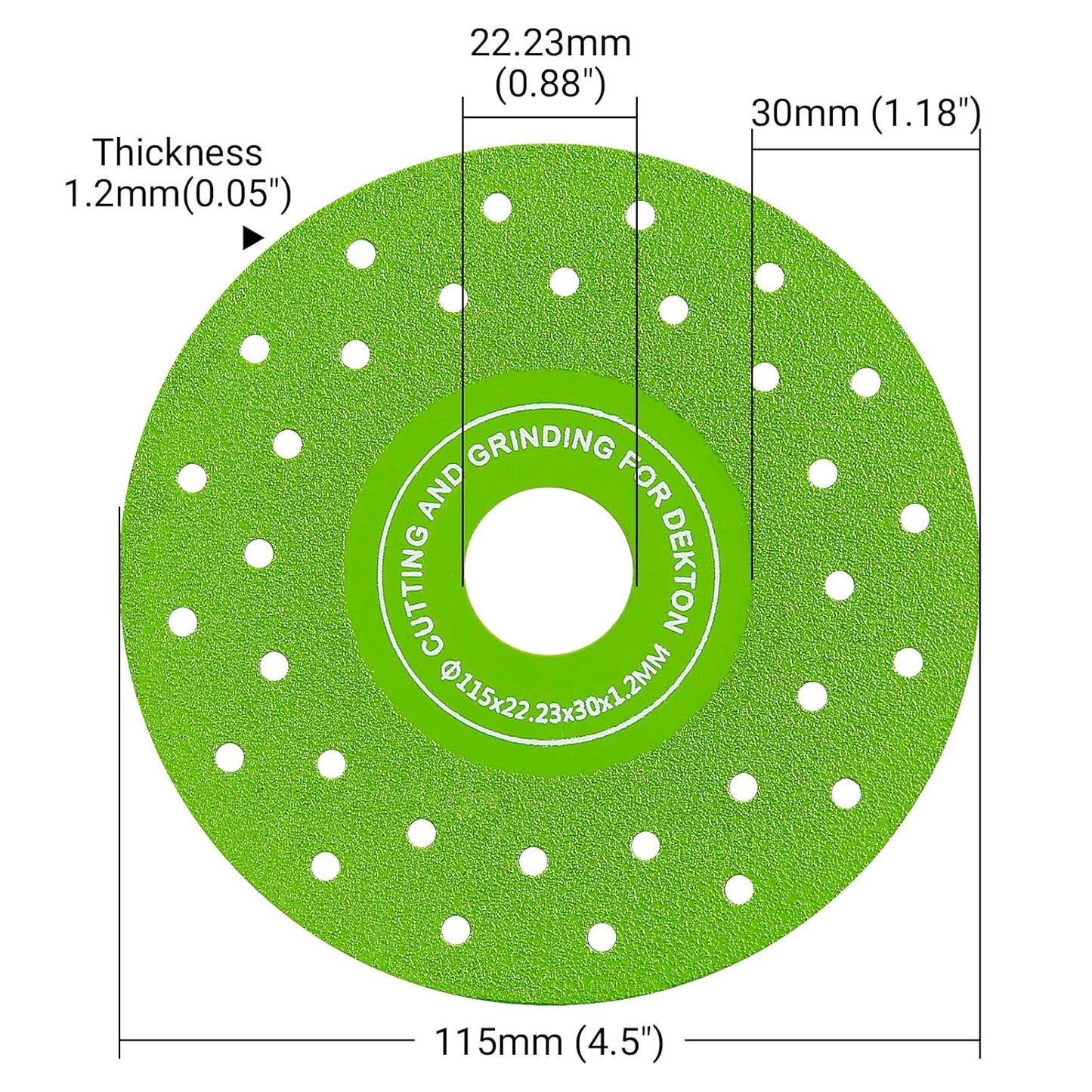 4.5 Inch Ultra Thin 0.05" Diamond Grinding Disc, Double Sided Low Resistance Saw Blade 115mm 22.23mm