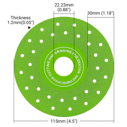 4.5 Inch Ultra Thin 0.05" Diamond Grinding Disc, Double Sided Low Resistance Saw Blade 115mm 22.23mm