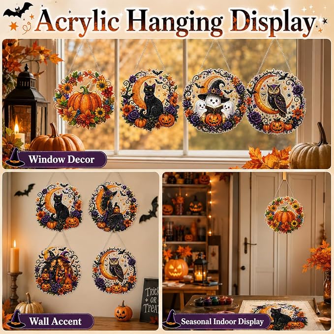 Halloween Witch Friendship Diamond Art Window Suncatcher - Halloween Pearl Art Kit