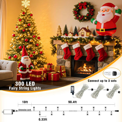 Connectable 100 LED String Lights Indoor Outdoor , 33FT 8 Modes  Waterproof