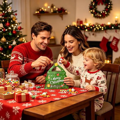 30 Pcs Christmas Party Candy Resealable Bags, Christmas Tree Shaped Plastic Zipper Snack Bags with Handles