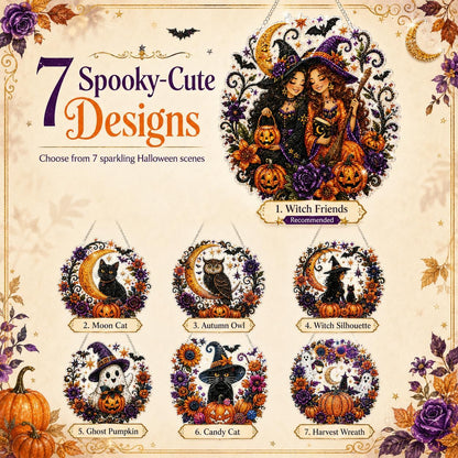 Halloween Witch Friendship Diamond Art Window Suncatcher - Halloween Pearl Art Kit