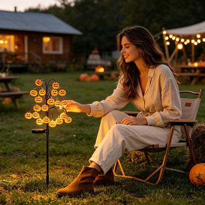 Halloween Solar Lights Pumpkin Waterproof Ground Stakes | Funny Outdoor Halloween Lights