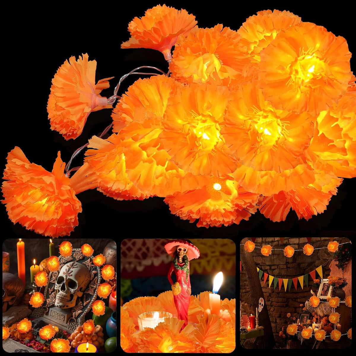 The Dead Decorations Marigold Garland Lights String for Day 10Ft 20 Led