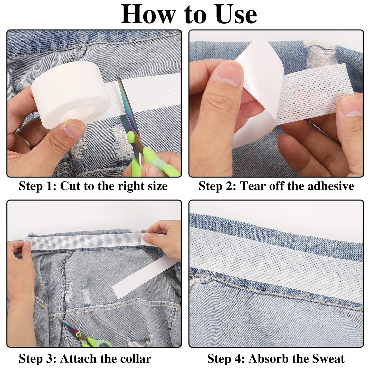 2 Roll Disposable Collar Protector Sweat Pads Self-adhesive