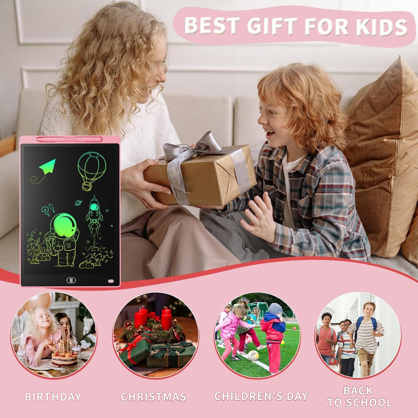 2Pcs LCD Writing Tablet 8.5-Inch Colorful Doodle Board