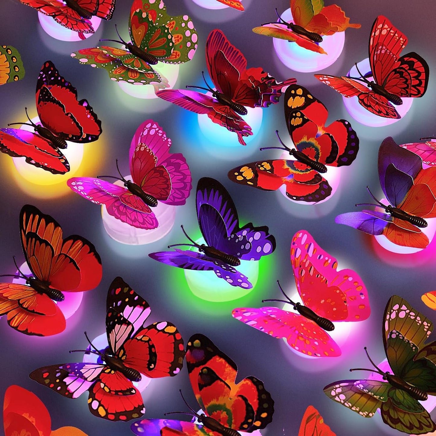 12Pcs LED Butterfly Night Lights 3D Glowing Butterfly Decoration