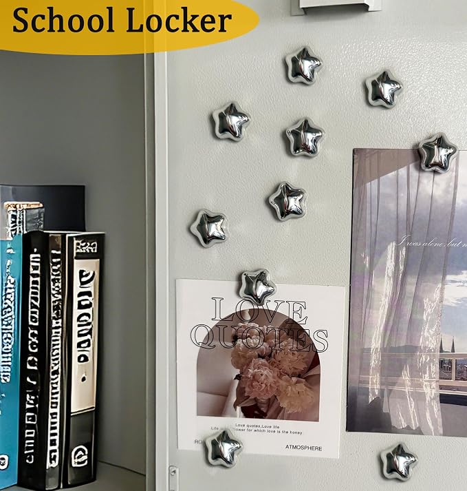10 Pcs Silver Star-Shaped Decorative Fridge Magnets