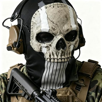 Creepy Halloween Full Head Skull Mask with Movable Jaw