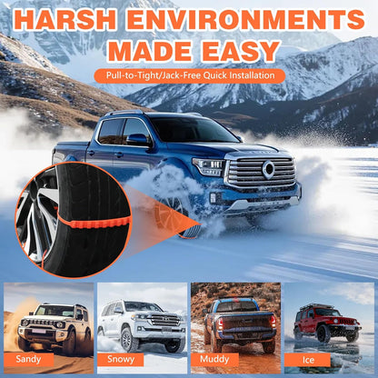 10PCS Reusable Snow Tire Chains for Trucks & SUVs,Emergency Anti-Skid Traction Chains,Heavy Duty Plastic Wheel Cables