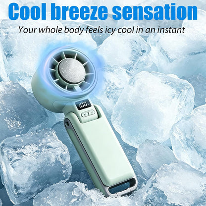 Portable Handheld Turbo Fan with Ice Cooling, 4000mAh Rechargeable