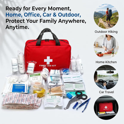 Portable First Aid Kit, All-Purpose Emergency Medical Supplies for Home, Travel, Camping