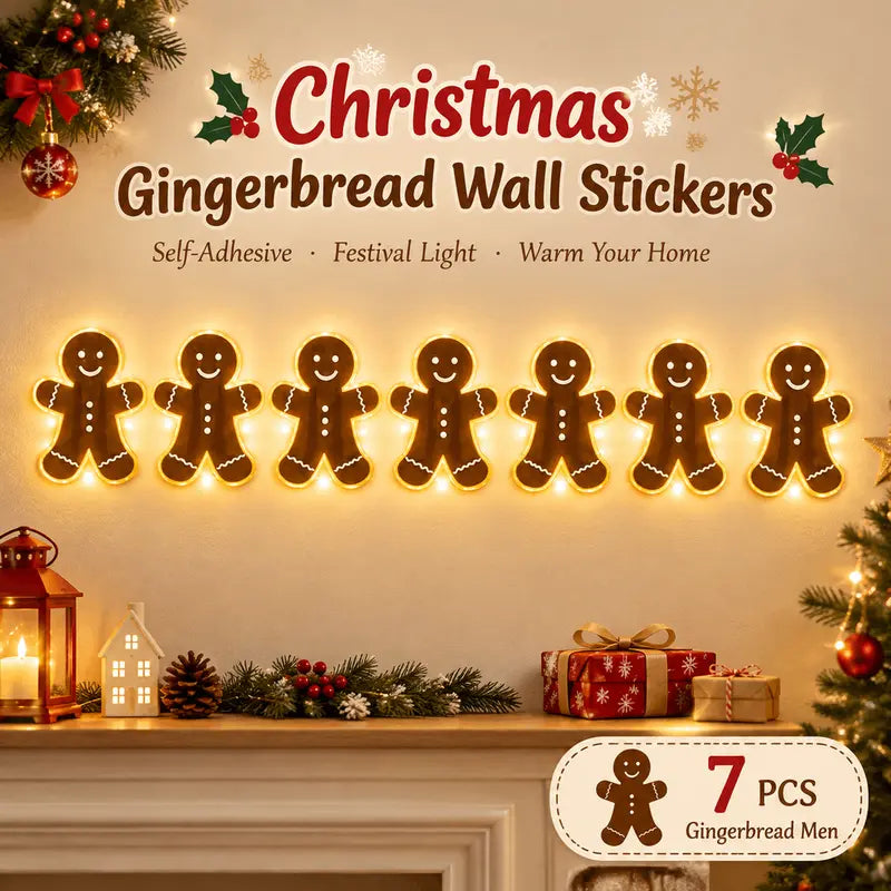 7Pcs/set LED Reindeer Wall Decorations - Festive Christmas Lighting