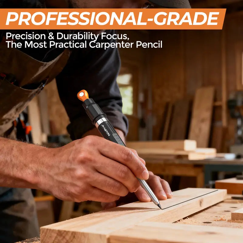 Magnetic Mechanical Carpenter Pencils Set - 2.8mm Pencil, Sharpener, 6 Refills (6 Pens Equivalent)