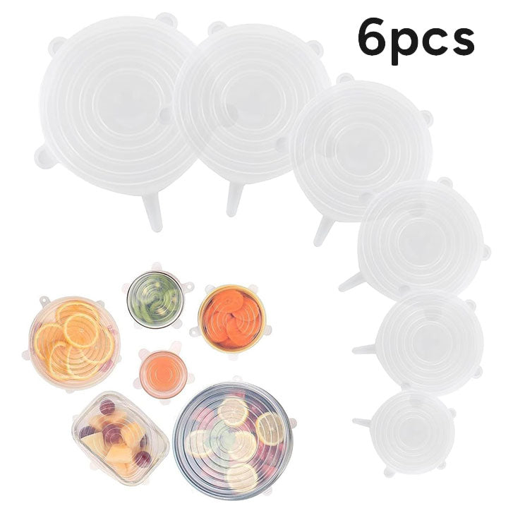 6PCS Silicone Stretch Lids, Durable & Eco-Friendly Elastic Lids