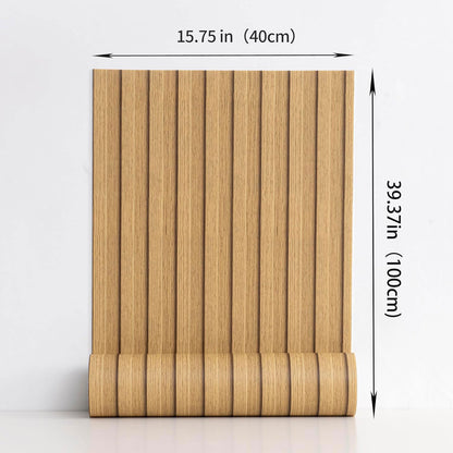 Wood Grain Slat Wall Panels Peel and Stick Faux Wood Thick Wallpaper