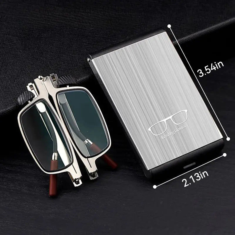 Portable Folding Pocket Reading Glasses for Men, with Slim Storage Case
