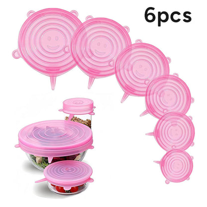 6PCS Silicone Stretch Lids, Durable & Eco-Friendly Elastic Lids