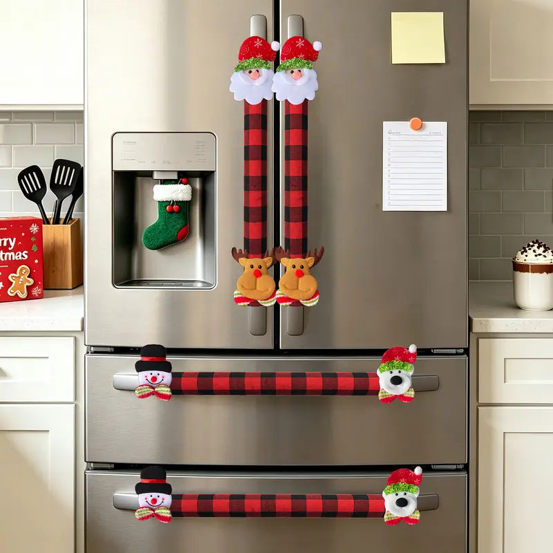 2/4Pcs Christmas Fridge Handle Cover, Festive Kitchen Decor Set