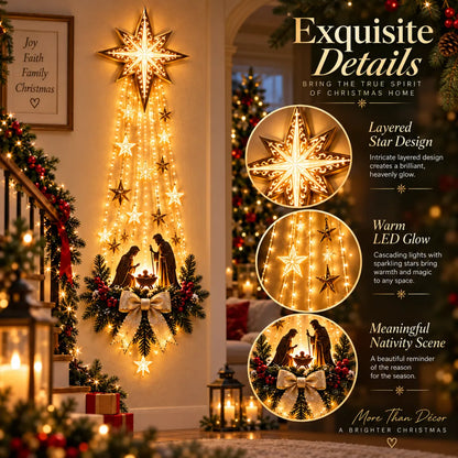 ✨✝️ Bethlehem Star of Faith – Lighted Nativity Wall Decor