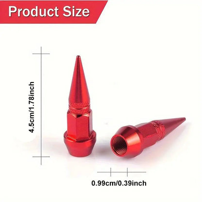 4PCS Dustproof Spiked Aluminum Tire Valve Stem Caps