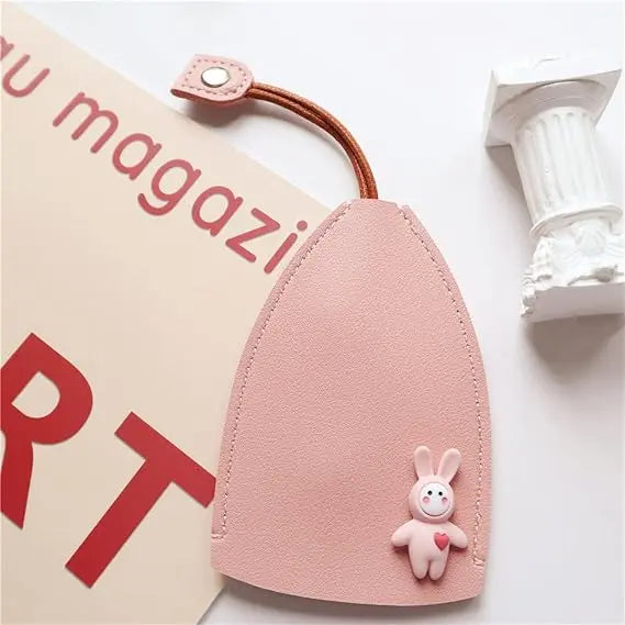 3PCS Cute Cartoon Pull-out Key Case, Portable Leather Car Key Holder