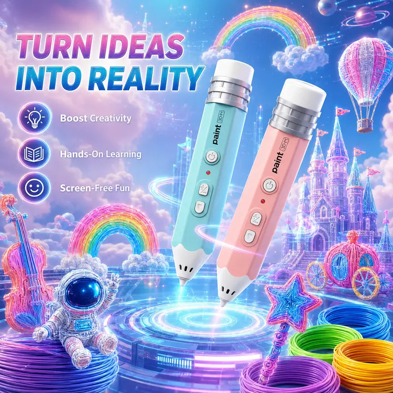 Kid-Friendly 3D Printing Pen for Rechargeable DIY Art Tool with Colorful PLA Filaments