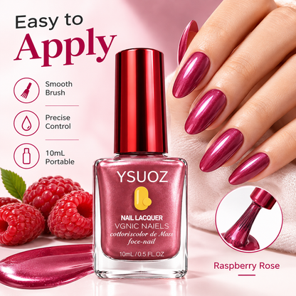2Pcs Raspberry Rose Mirror-Finish Nail Strengthener – Natural & Quick-Drying