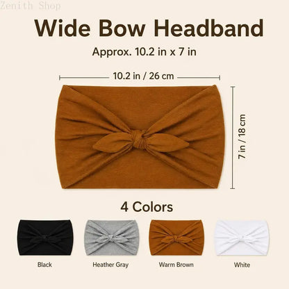 4PCS Women's Bow Embellishment Headbands Soft Non-Slip Elastic