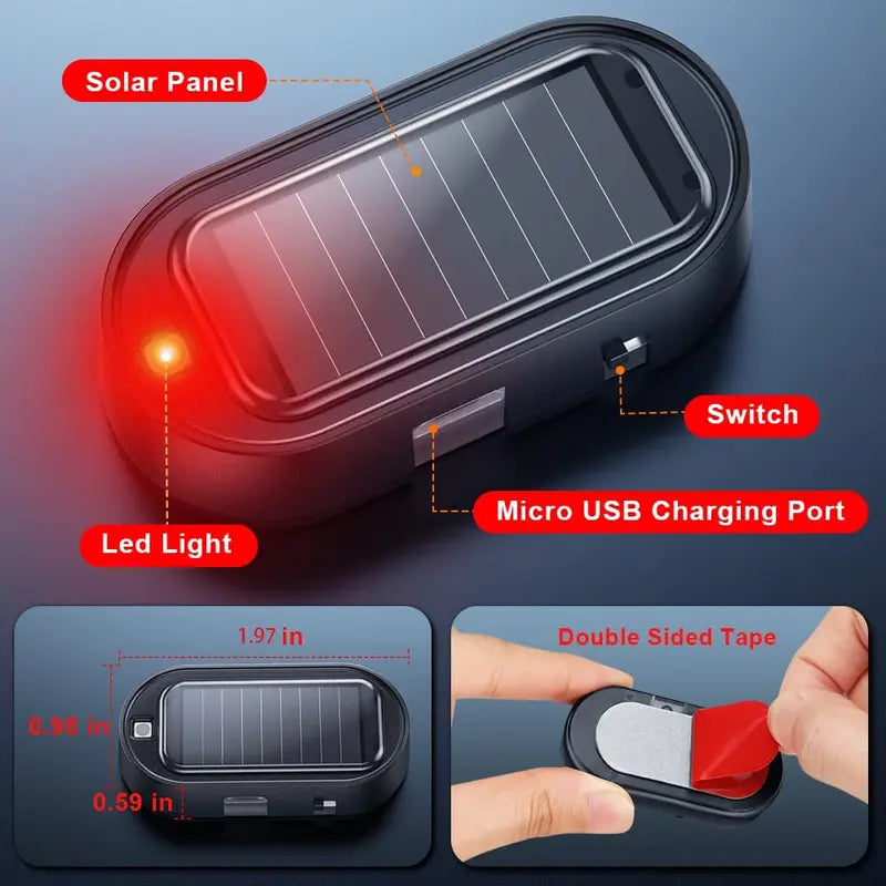4PCS Solar Powered Fake Car Alarm Light Auto Light Sensor