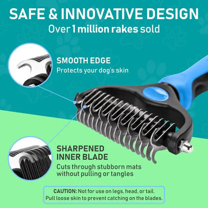 Pet Grooming Brush, Double Sided Shedding and Deshedding Bottom Rake